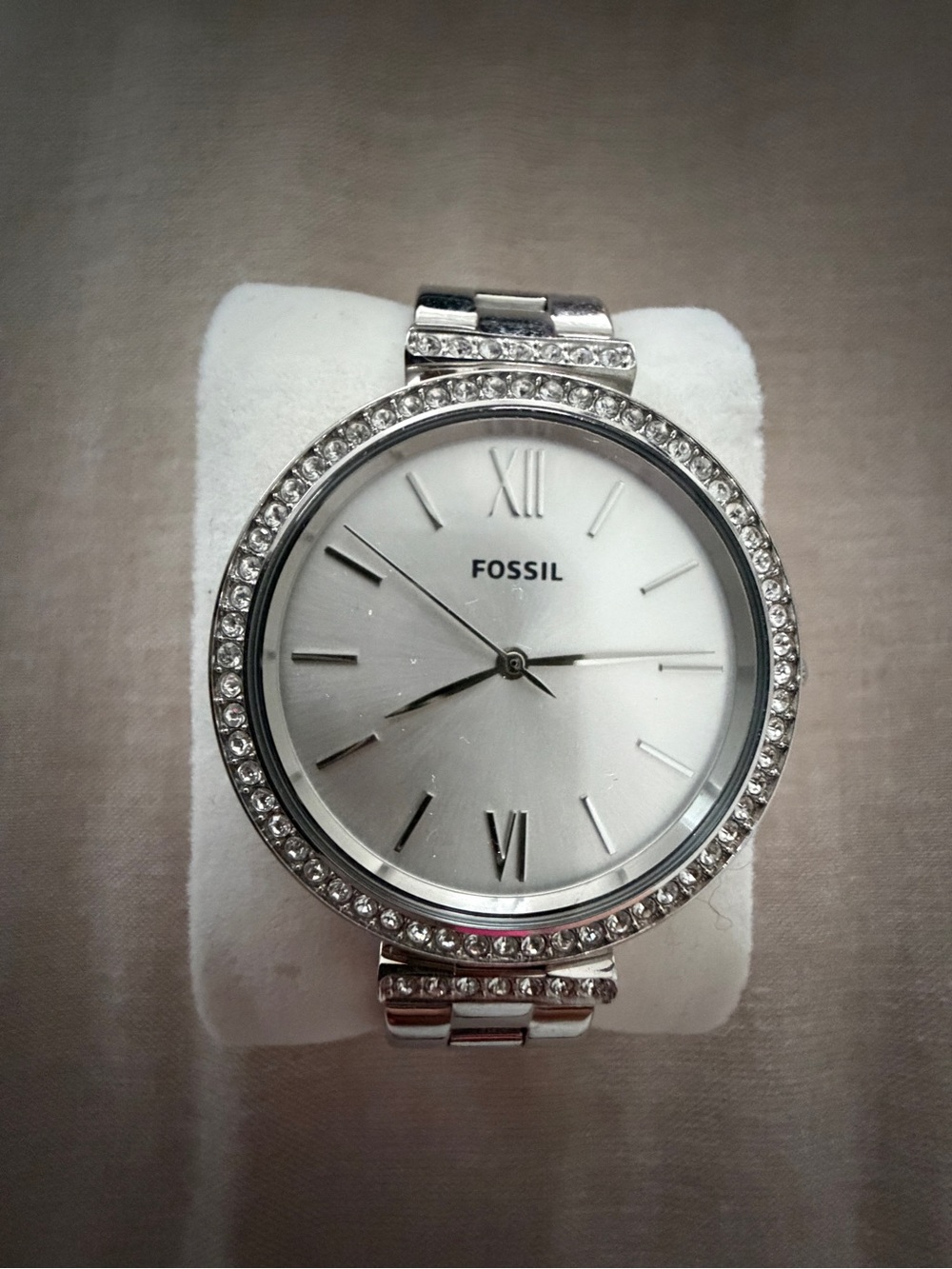 Fossil Silver Women's Crystal-Accent Bracelet Watch